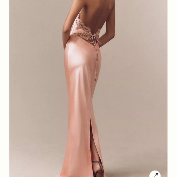 Anthropologie Blush Satin Lace Chemise - Picture 2 of 4